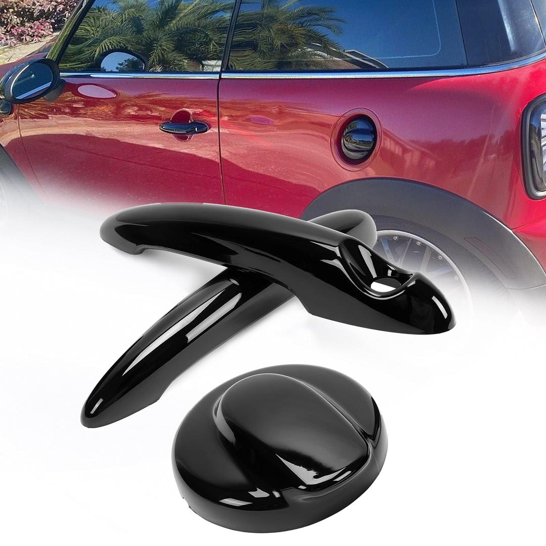 HECASA Gas Cap & Handle Cover Compatible with 2007-2014 BMW MINI Cooper S R55 R56 Tank Cap Door Handle Cover