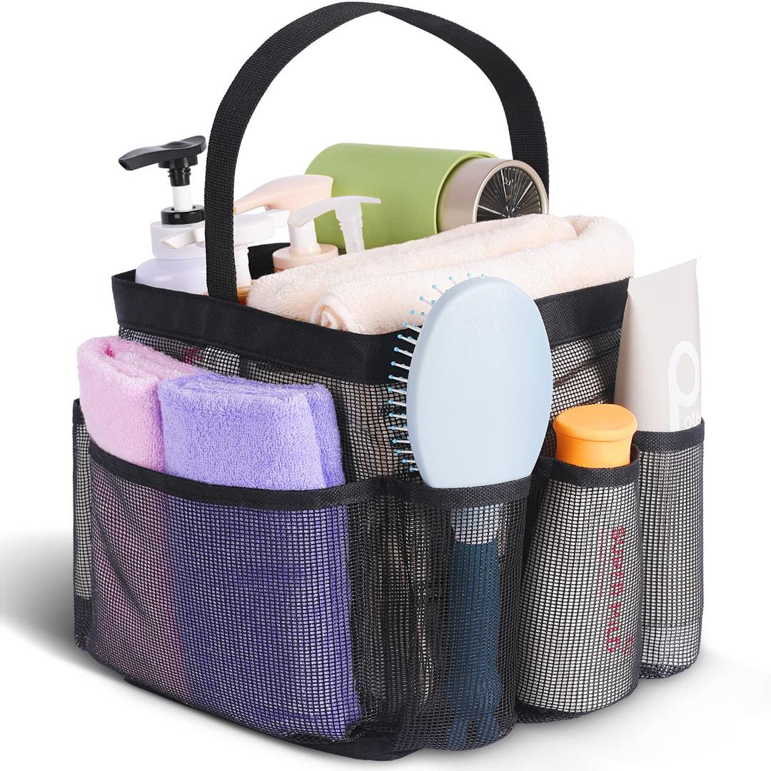 Mesh Shower Caddy Portable for College Dorm Room Essentials,Portable Shower Caddy Dorm with 8-Pocket Large Capacity,Shower Bag for Beach,Swimming,Gym