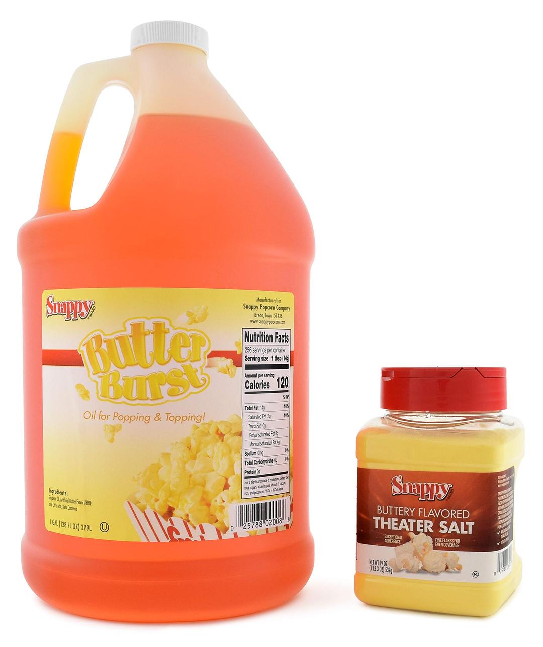 Snappy Butter Burst Flavored Popcorn Kit, Buttery Flavored Theater Salt