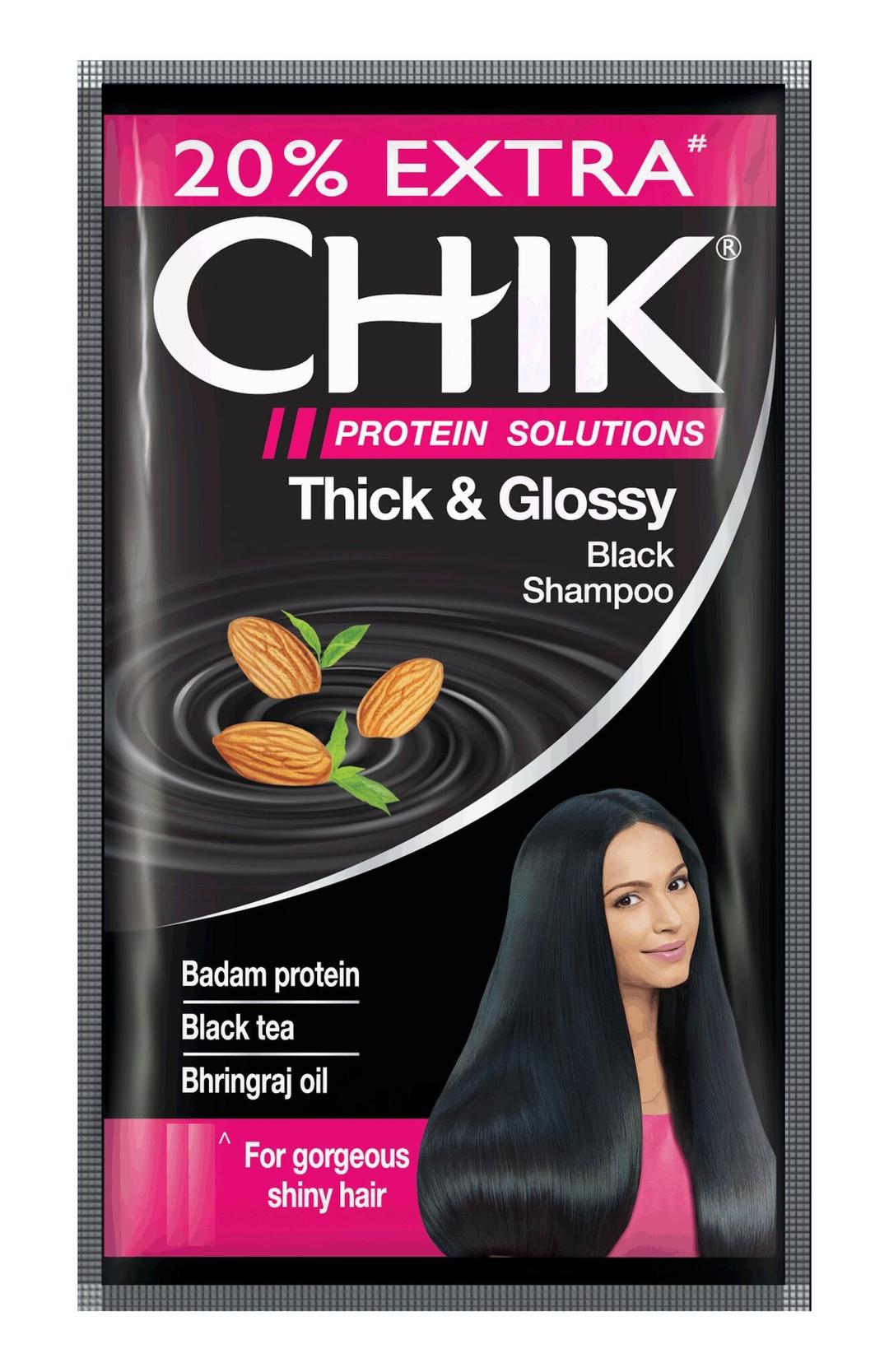 Chik Thick & Glossy Black Shampoo, 5ml+1ml - Pack of 120