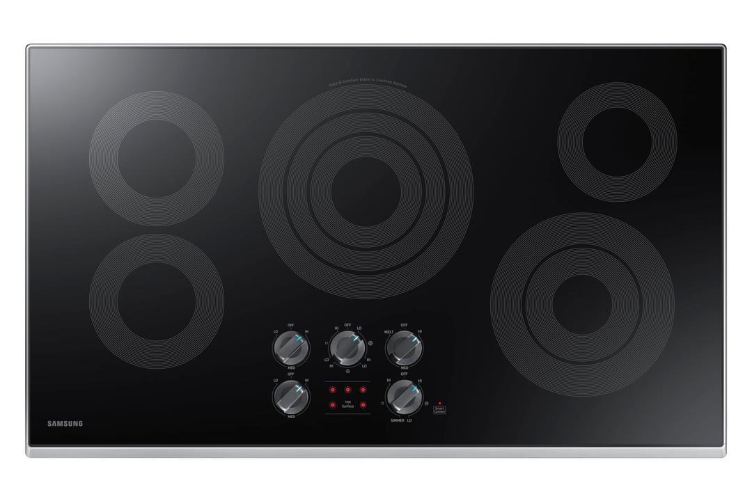 SAMSUNG 36" Built In Smart Electric Cooktop with 5 Elements, Stainless Steel, NZ36K6430RS/AA