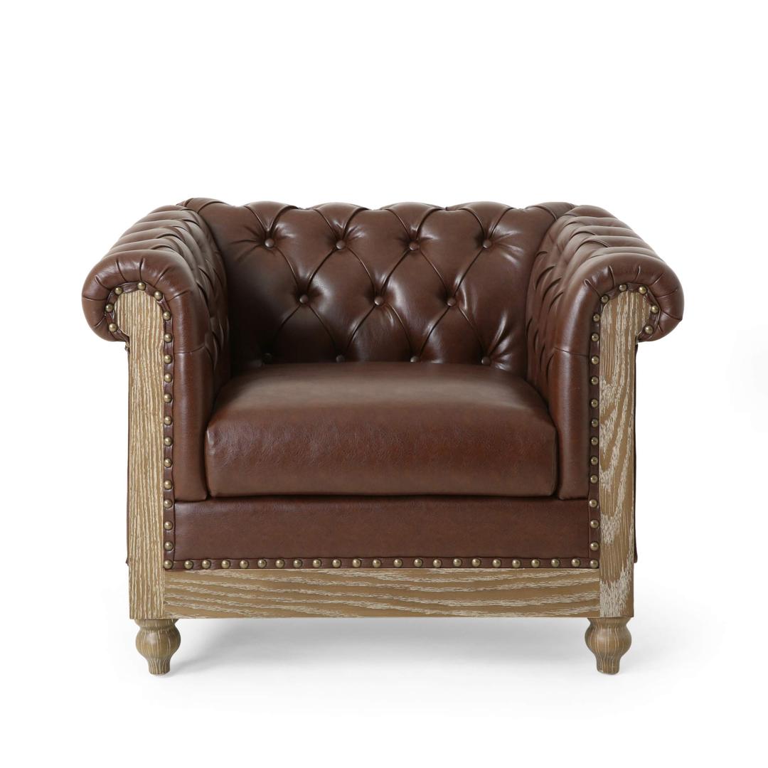 Christopher Knight Home Castalia Club Chair, Dark Brown + Natural 33.5D x 39W x 28H Inch