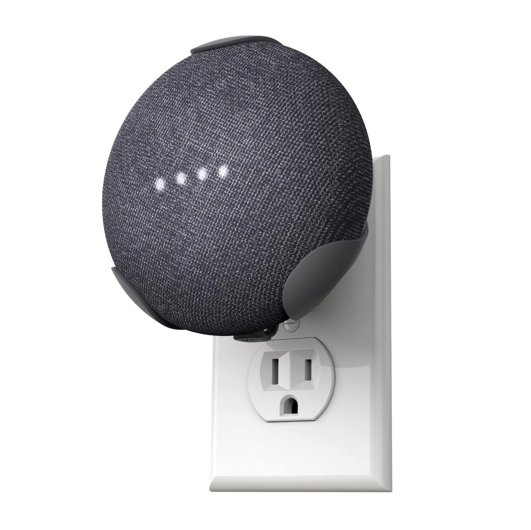 PowerClip Outlet Mount for Google Nest Mini (Charcoal), Speaker Wall Hub for 2nd Generation Google Nest Smart Home Devices, Space Saving, Uses One Outlet Only, Great for Mounting Google Mini Speaker