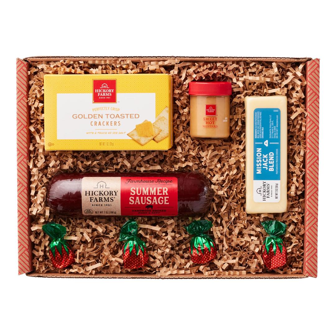 Hickory Farms Farmhouse Meat & Cheese Food Gift Basket (Small) - Food Gift Box | Charcuterie Board Food - Sausage and Cheese | Christmas Gift Basket | Holiday Gift Basket | Housewarming Gift