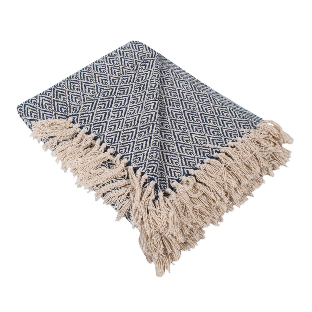 DIIDiamond Throw Collection Cotton Woven, 50x60, Nautical Blue