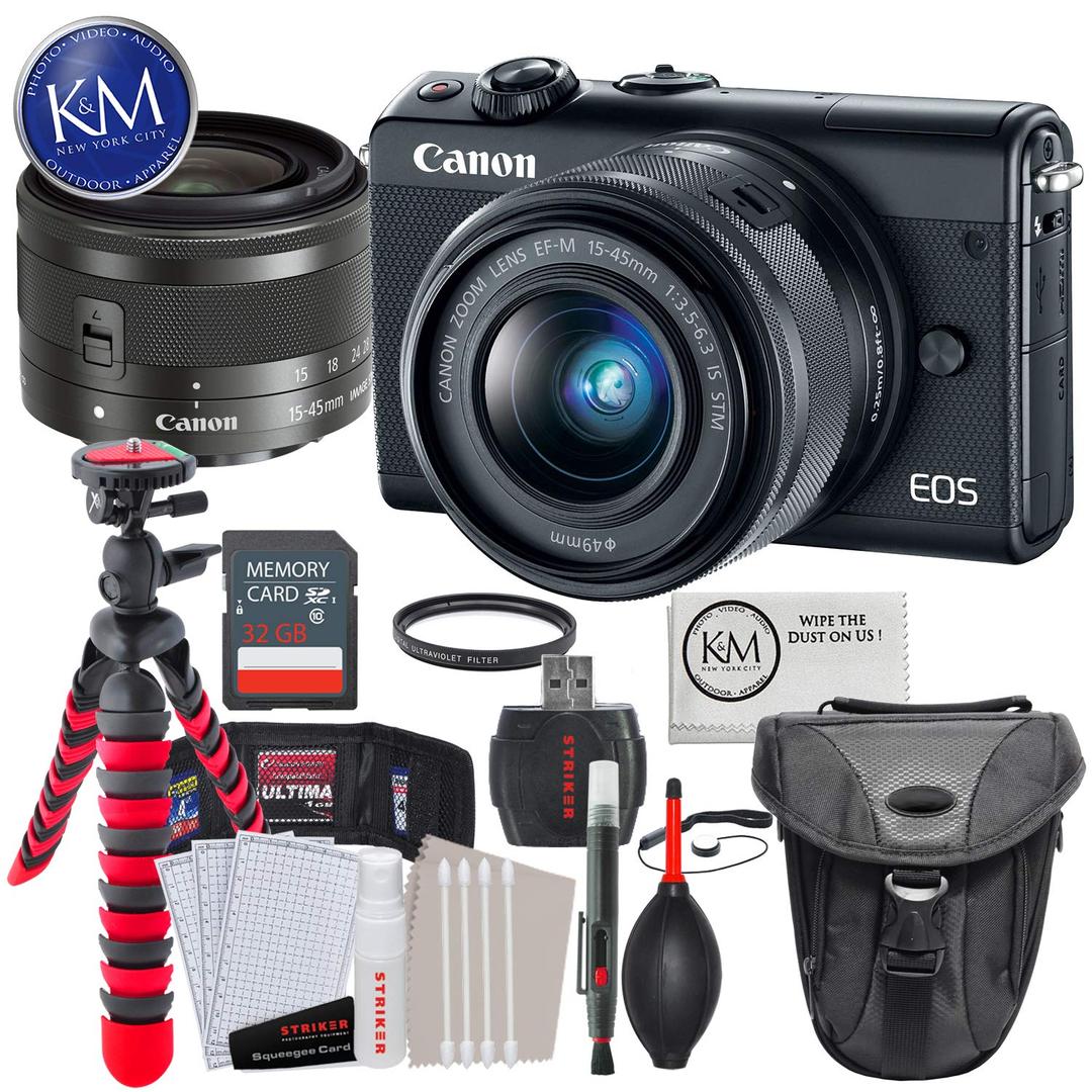 Canon EOS M100 Mirrorless Digital Camera with 15-45mm Lens (Black) + Essential Photo Bundle