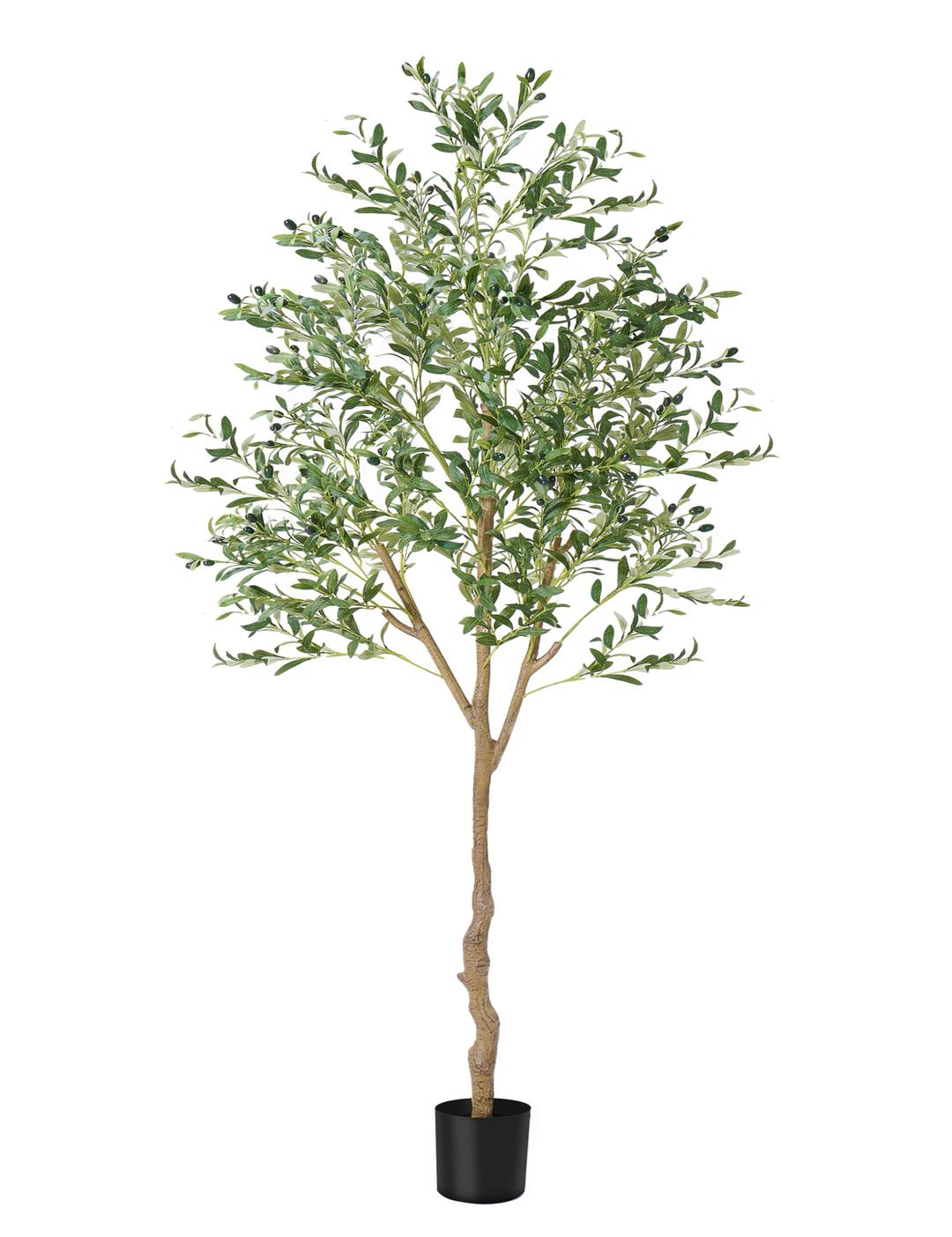 7FT Artificial Olive Tree, Fake Potted Olive Tree with Realistic Branches Leaves and Fruits, Indoors Large Faux Artificial Trees for Home Office Living Room Floor Decor 84in