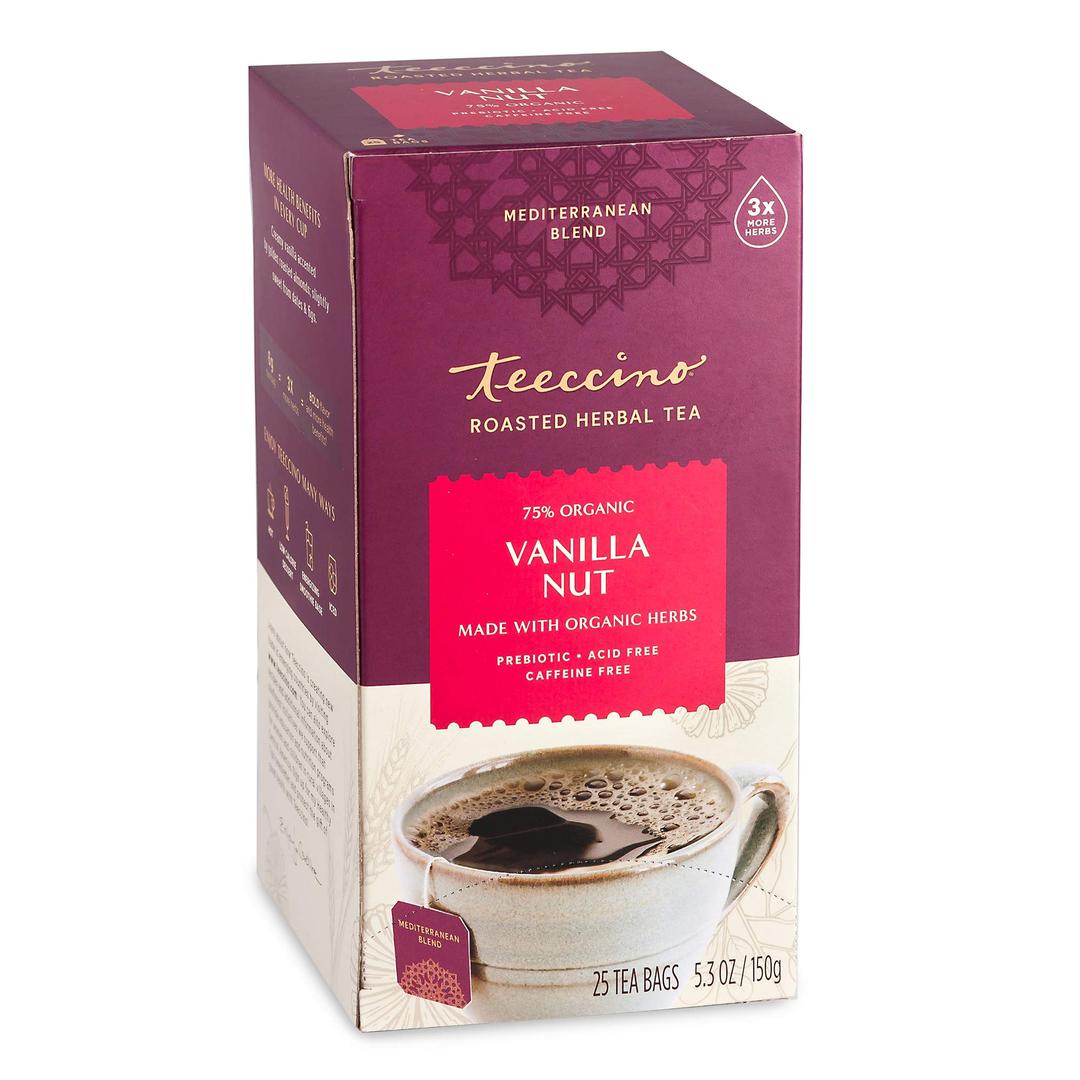 TeeccinoVanilla Nut Herbal Tea - Rich & Roasted Herbal Tea That’s Caffeine Free & Prebiotic for Natural Energy, 25 Tea Bags