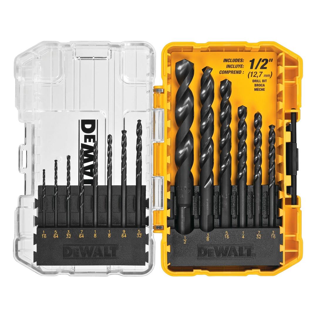 DEWALT Drill Bit Set, 14-Piece, 135 Degree Split Point, For Plastic, Wood and Metal (DWA1184)