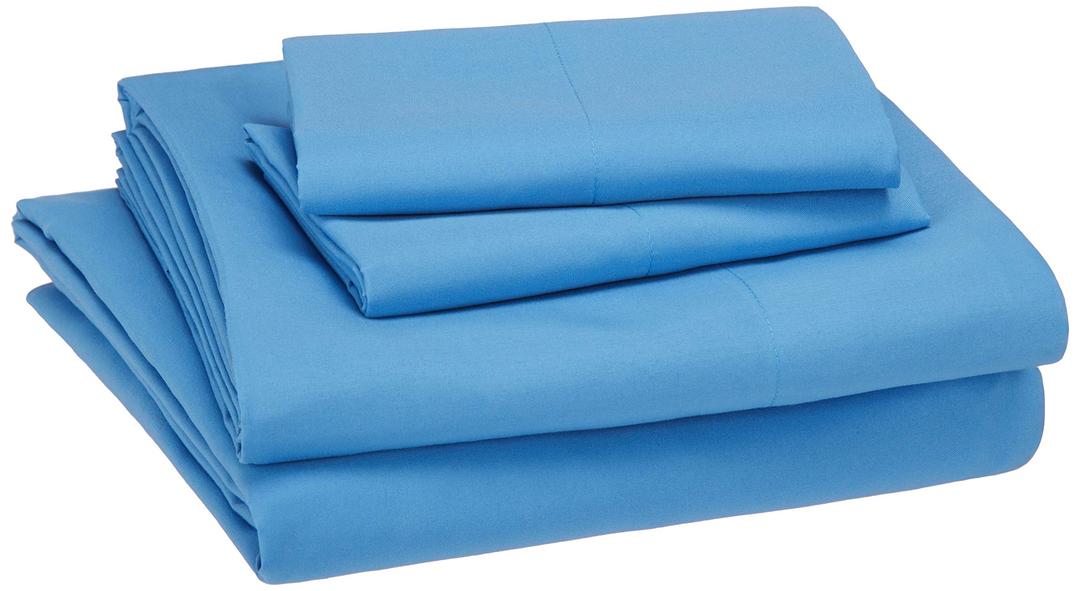 Amazon Basics Kid's Sheet Set - Soft, Easy-Wash Lightweight Microfiber - Queen, Azure Blue