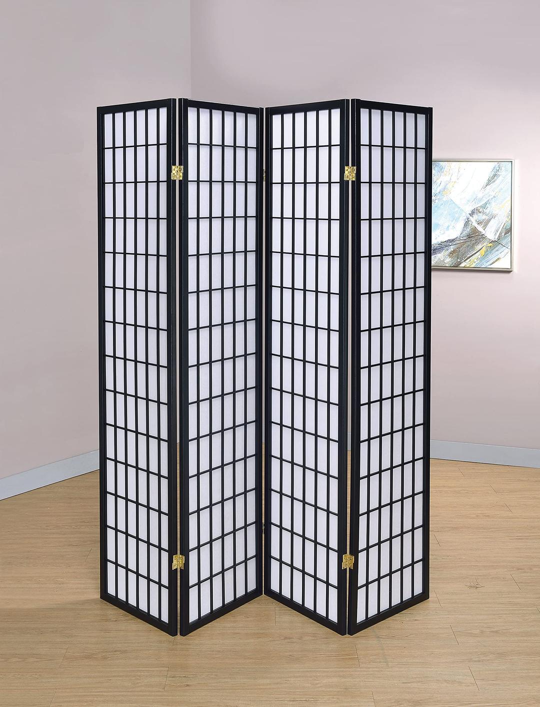 4-Panel Folding Screen Black and White 4624