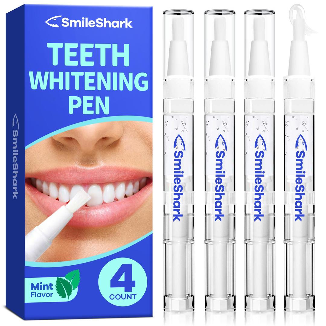 Teeth Whitening Pen (4 Count), No Sensitivity Teeth Whitening Gel, Effective Teeth Whitener, Travel-Friendly Tooth Whitening Pen, Carbamide Peroxide Tooth Bleaching Gel for Adults