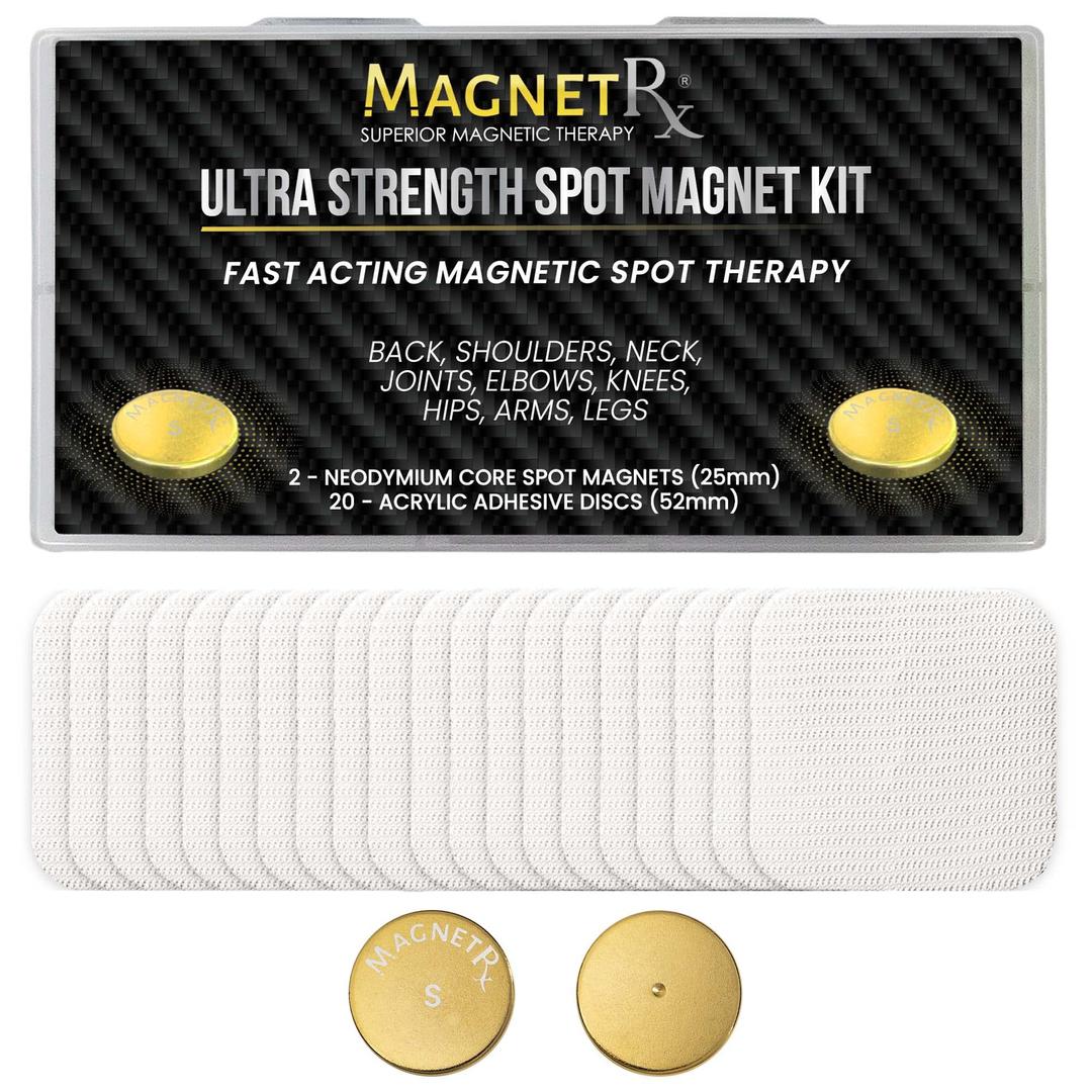 MagnetRXMagnetic Spot Magnet Kit – Ultra Strength Body Magnets 14,200 Gauss – Effective Large Magnets for Body, Back, Shoulders, Knee, HIPS, and Neck