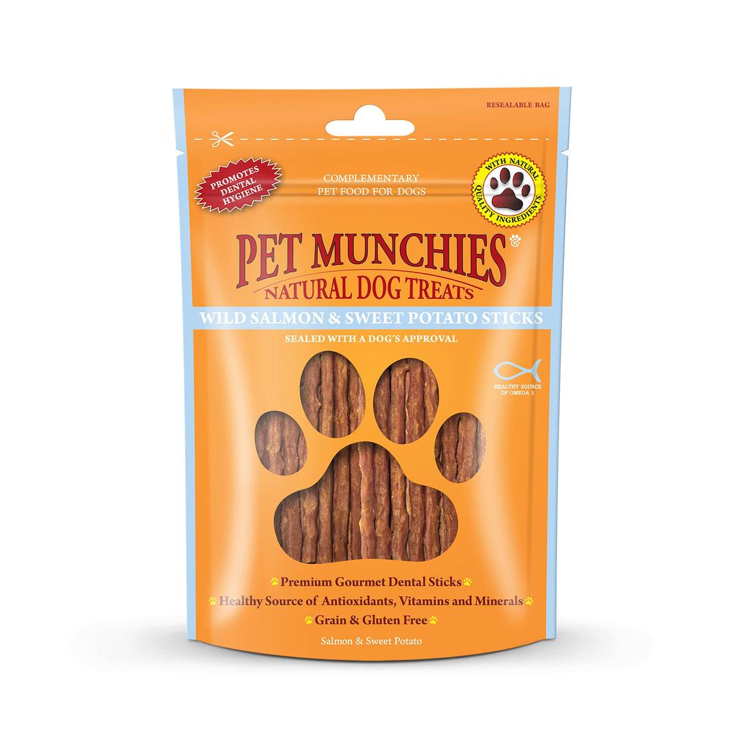 Pet Munchies Natural Dog Treats Wild Salmon Sweet Potato Dog Treats 90g