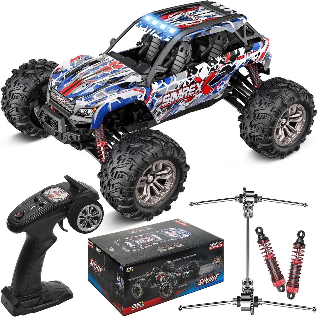 1/16 Scale Hobby RC Car, 36 KPH High-Speed 4WD RC Truck, 2.4 GHz Remote Control Car, All-Terrain Electric Vehicle, 4X4 Waterproof Off-Road Vehicle for Kids and Adults