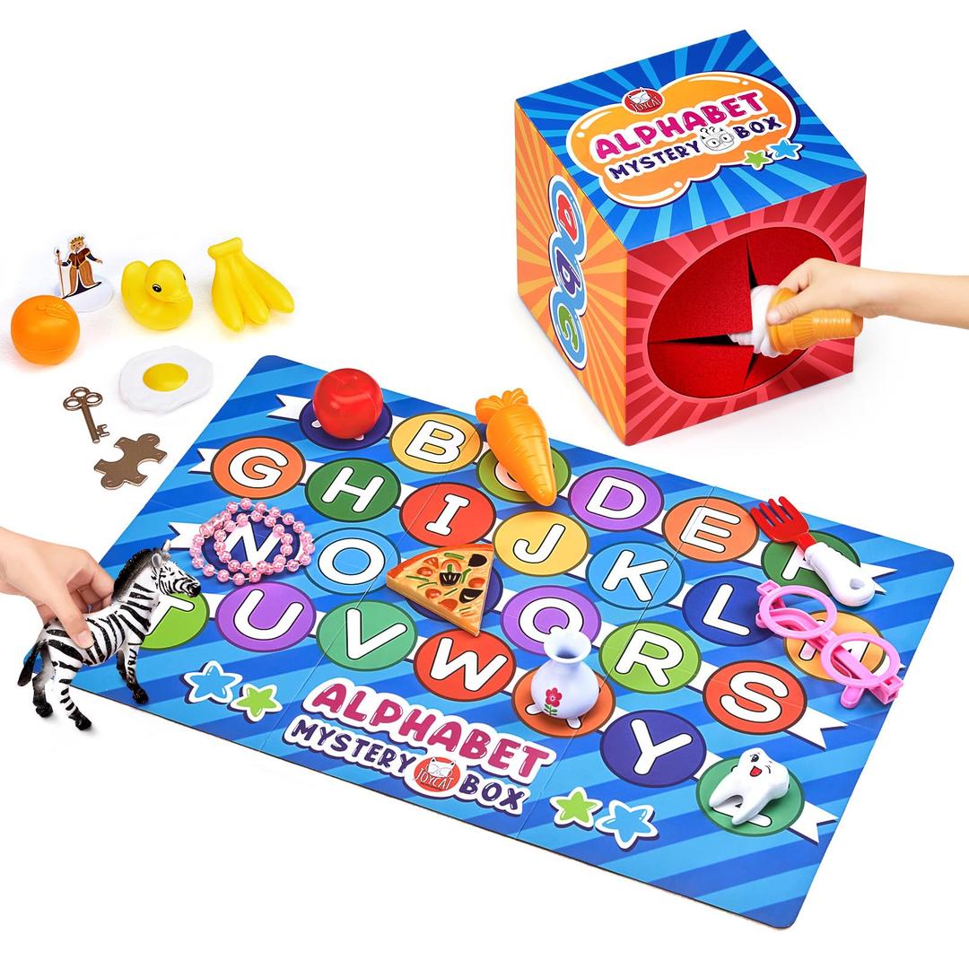 Mystery Alphabet Box for Kids 26 PCS Letters Sorting Matching Game Activities Letter Sounds Fine Motor Learning Toys for Preschool Kindergarten Classroom Present for 3+ Years Kids Toddlers