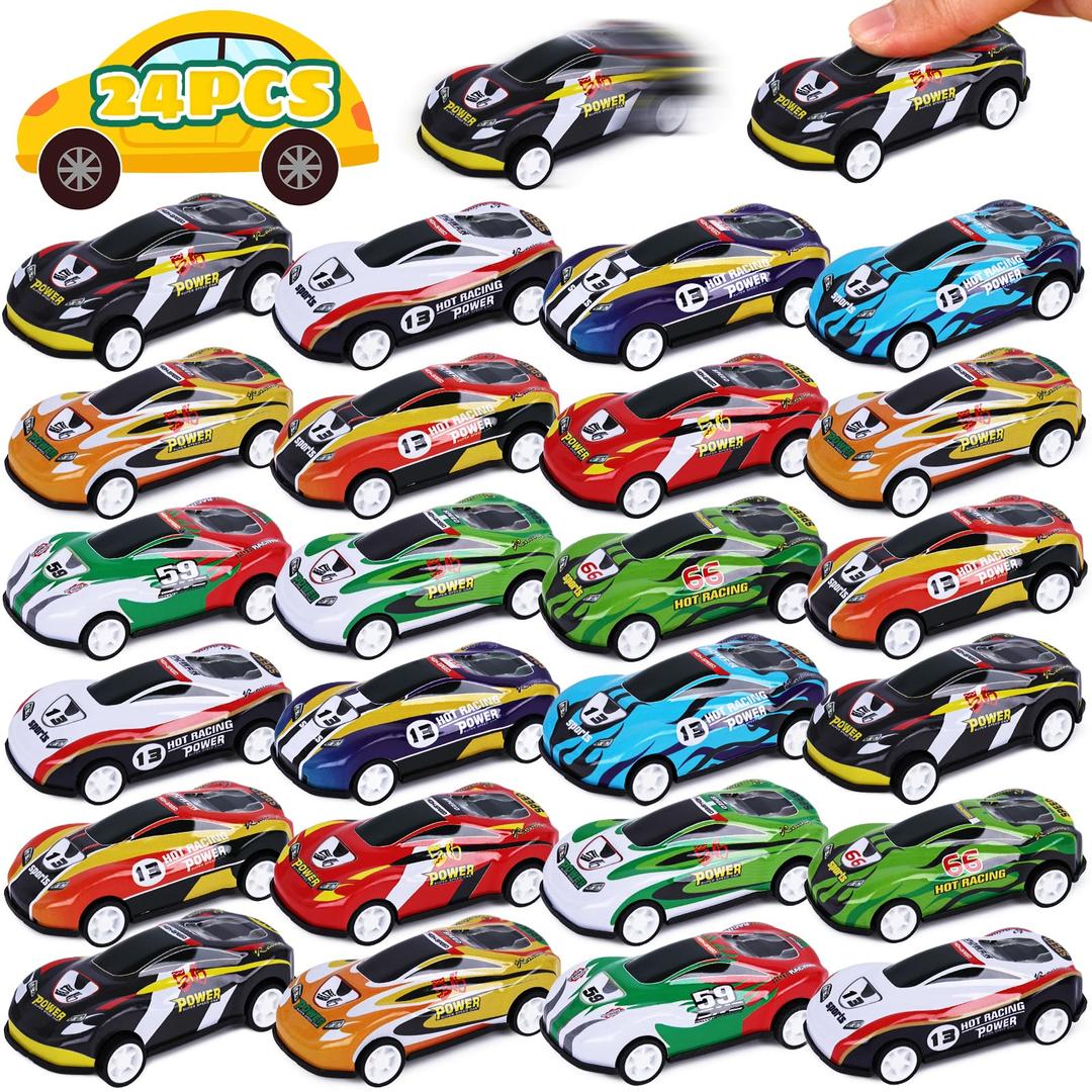 Shindel 24PCS Pull Back Toy Cars, Race Car Toys Mini Vehicle Toys for Kids Party Favors Birthday Gifts Goodie Bag Stuffers