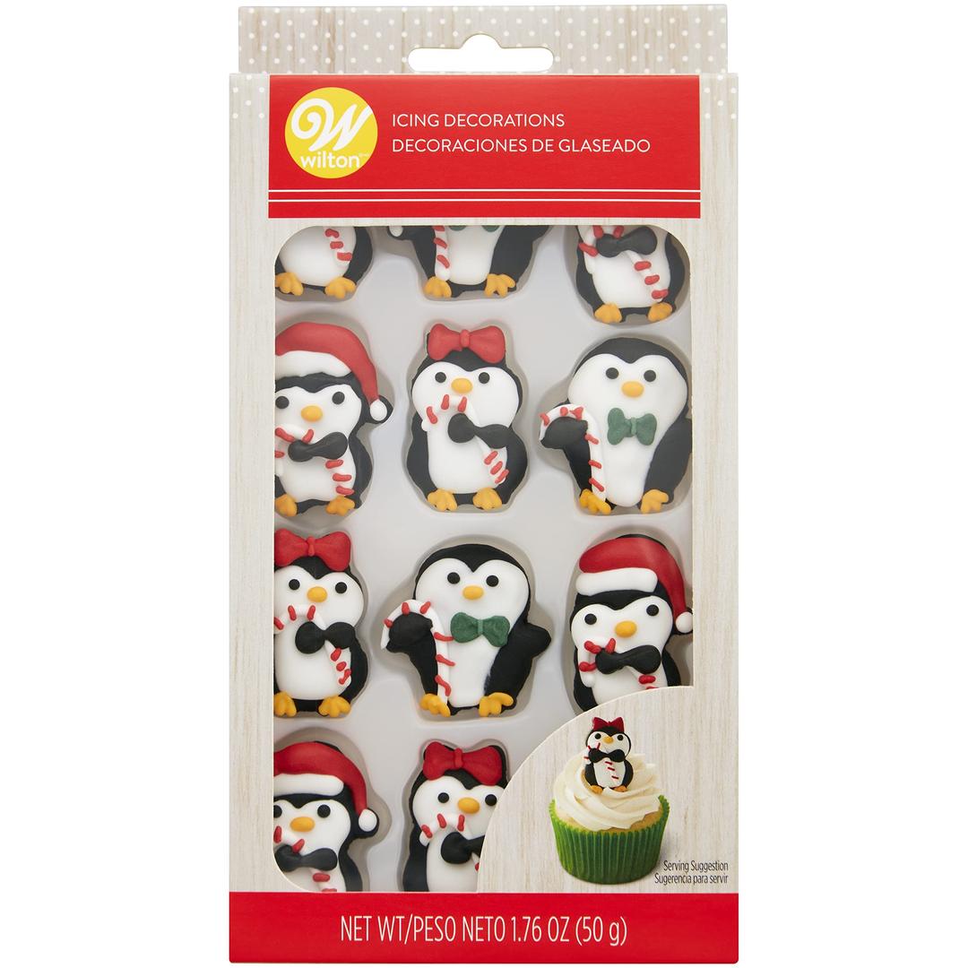 Wilton Christmas Penguin Royal Icing Decorations, 12 Count