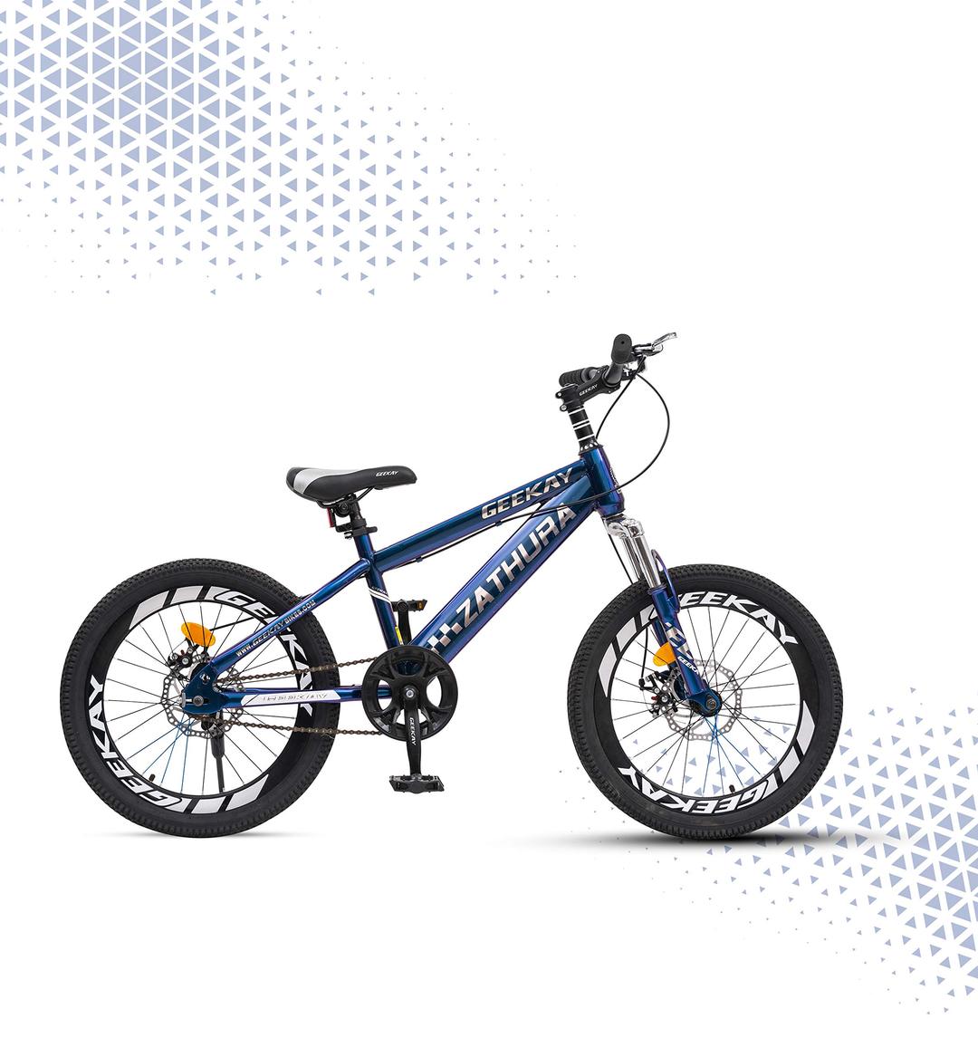 Geekay Kids Cycle 20 inch non gear wheel for boys girls Bicycle | Single Speed bmx kids mountain bike for 7 to 10 year | Ideal height 3'9" to 4'.3" kids | Latest 2 Tone Sparkle Color Finish 85% Fitted bike | Zathura 20" Unisex Cycle