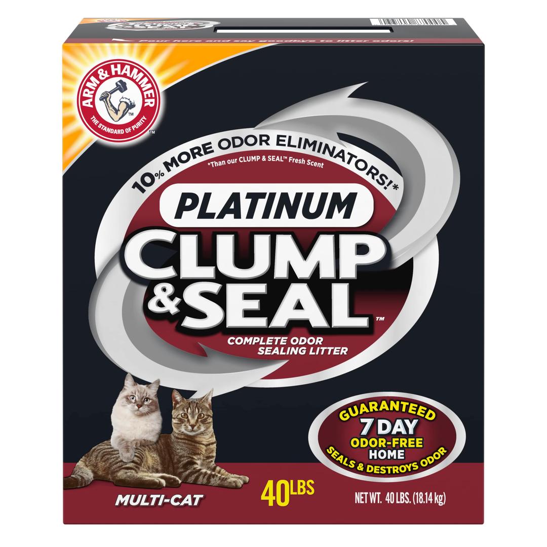 ARM & HAMMER Clump & Seal Platinum Cat Litter, Multi-Cat, 40 lbs (Pack of 1)