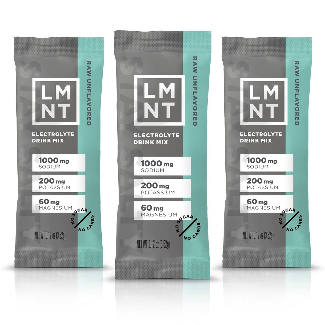 LMNT Zero Sugar Electrolytes - Raw Unflavored Salt | Drink Mix | 30-Count