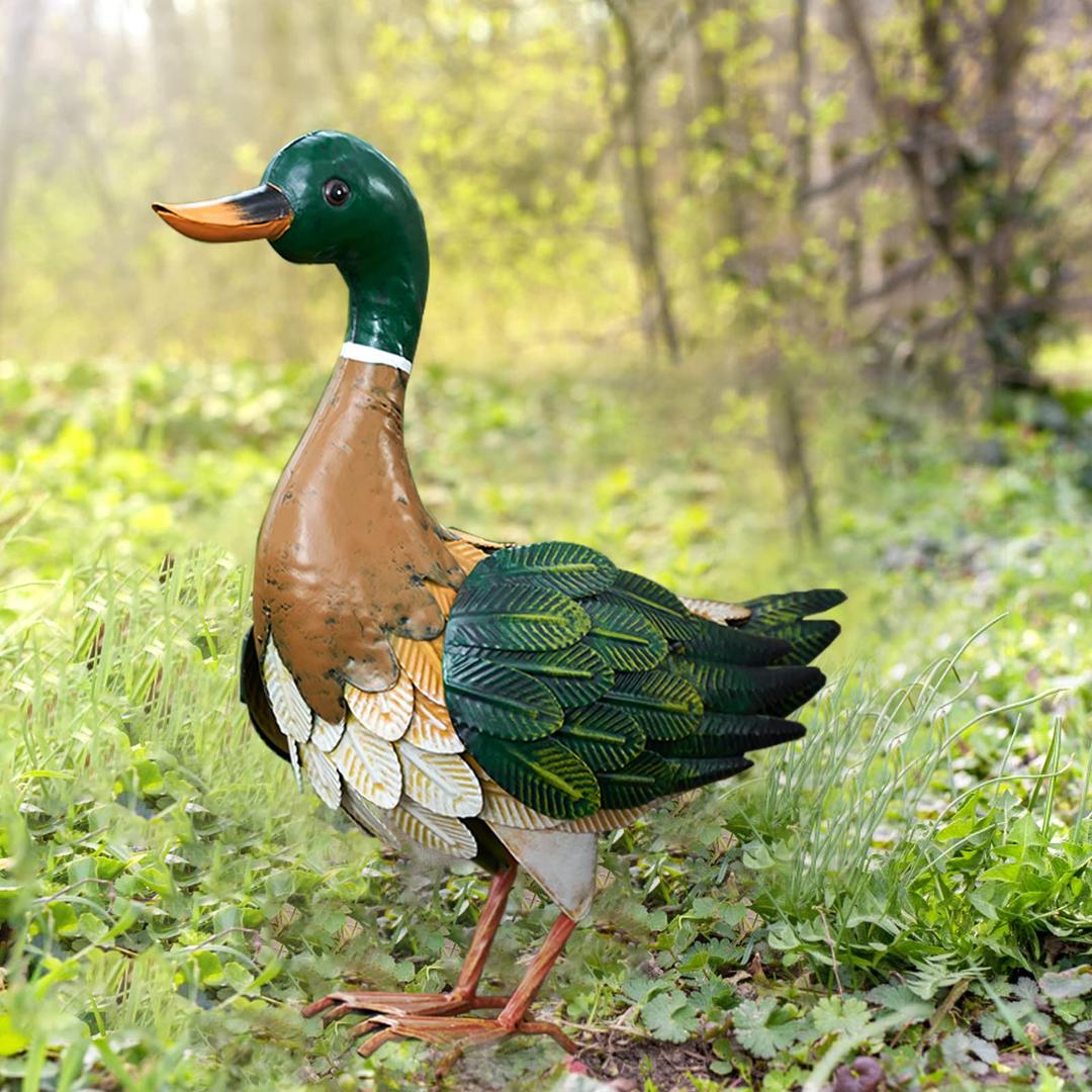 Mallard Duck Outdoor Sculpture, Mallard Duck Animal Garden Statue, Garden Outdoor Statue Metal Duck Art Sculpture, for Outdoor Patio, Backyard and Home Kitchen Decoration