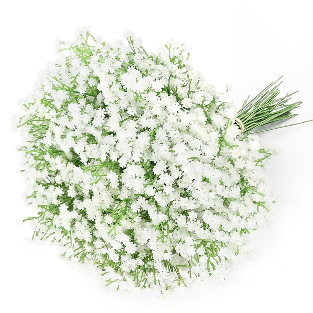 DEEMEI 6 PCS Babys Breath Artificial Flowers Fake Babys Breath Flowers Artificial Bulk White Gypsophila Bouquets Real Touch Faux Flowers for Wedding Floral Arrangement Party Home Decoration