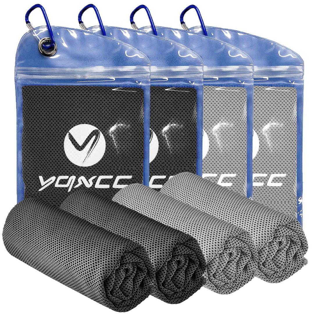 YQXCCYQXCC 4 Pack Cooling Towel (40"x12") Cool Cold Towel for Neck, Microfiber Ice Towel, Soft Breathable Chilly Towel for Yoga, Golf, Gym, Camping