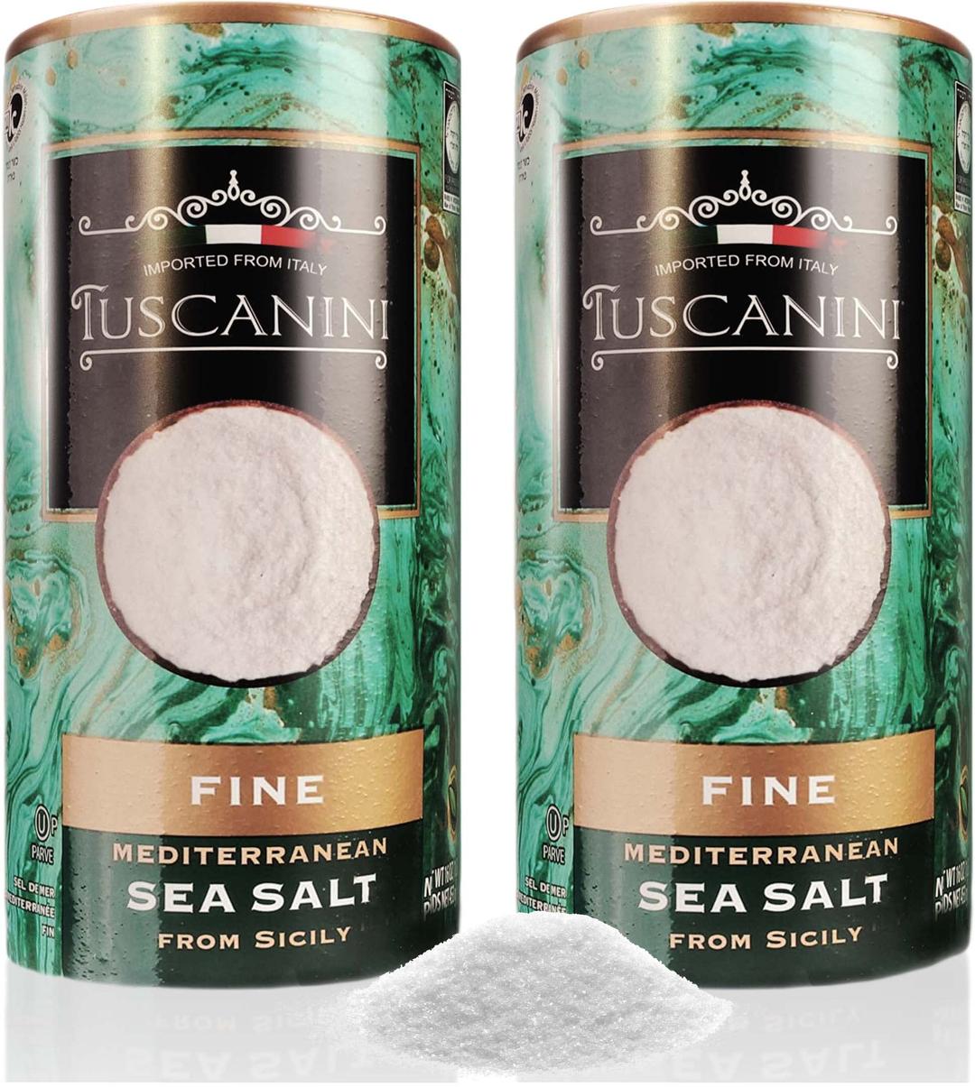 TuscaniniPremium Italian Fine Sea Salt, 16oz Tube (2 Pack) | Authentic Mediterranean Sea Salt From Sicily