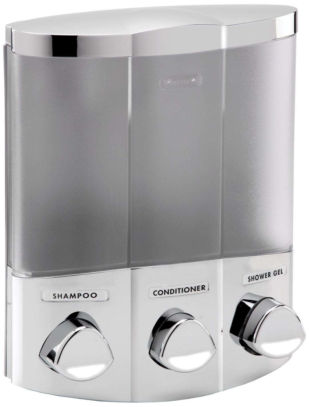 Better Living Products 76344-1 Euro Series TRIO 3-Chamber Soap and Shower Dispenser, Chrome