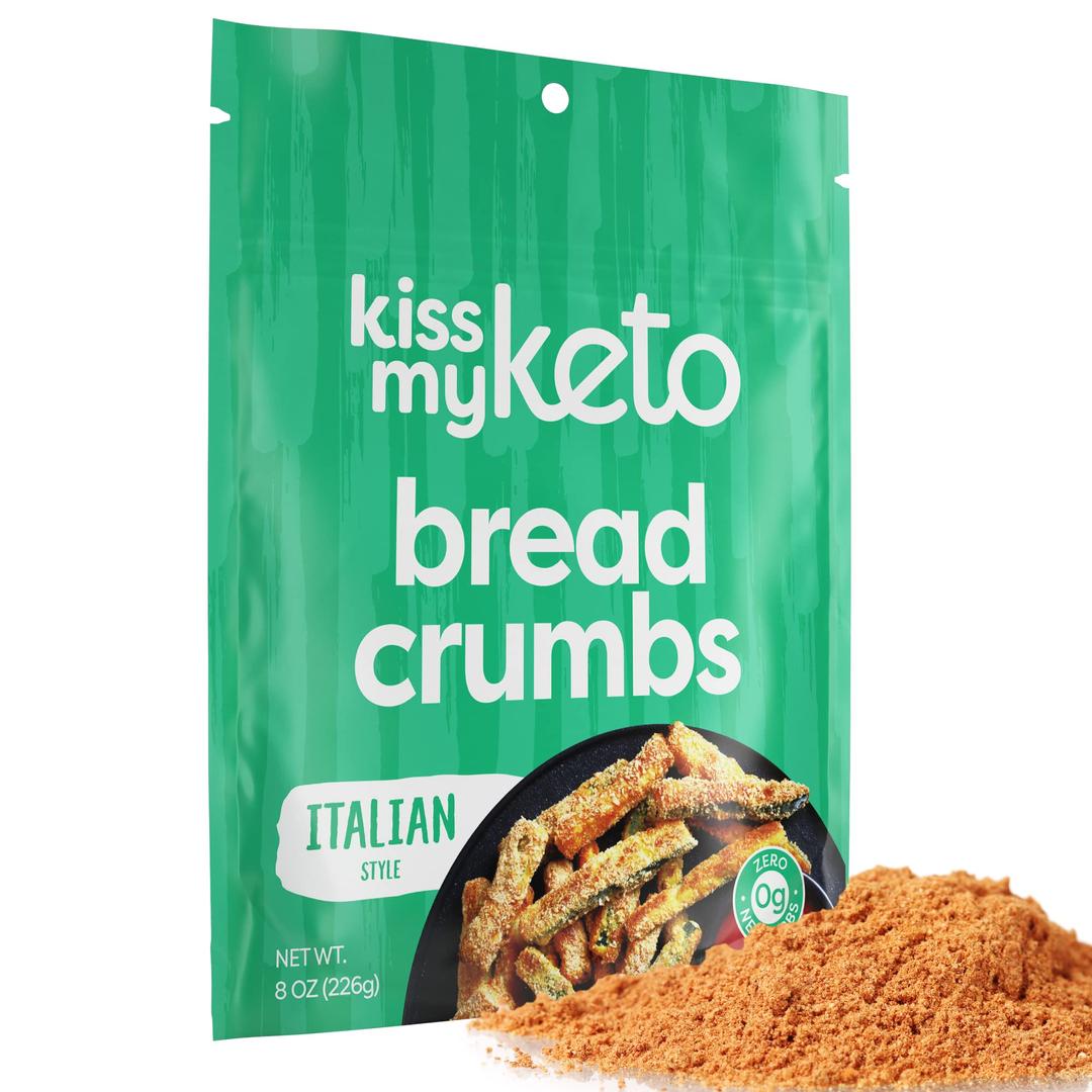 Kiss My Keto Bread Crumbs Italian – Italian Seasoned Bread Crumbs – Low Carb Bread Crumbs (0g-Net), Sugar Free, 6g Protein Breadcrumbs Italian – Substitute for Whole Wheat Panko Bread Crumbs