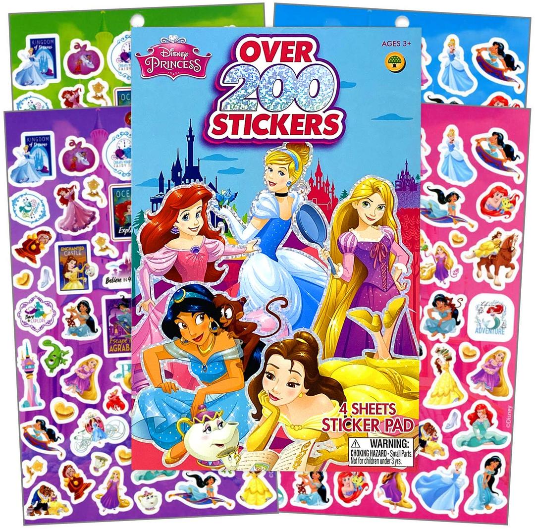 Disney Princess Series Sticker Book Over 200+ - Perfect for Gifts, Party Favor, Goodies, Reward, Scrapbooking, Stocking Stuffer, Children Craft, Classroom, School for Kids Girls, Boys, Toddlers