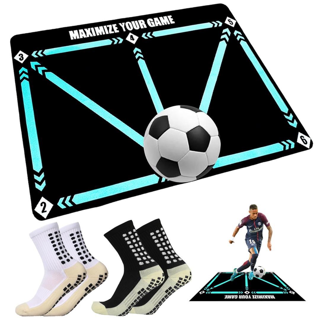 Football Footstep Training Mat, Soccer Training Mat, Agility Footstep Training Mat, Soccer Train Mat for All Levels, Non-Slip Silent Equipment for All Ages to Improve Speed, Strength and Coordination