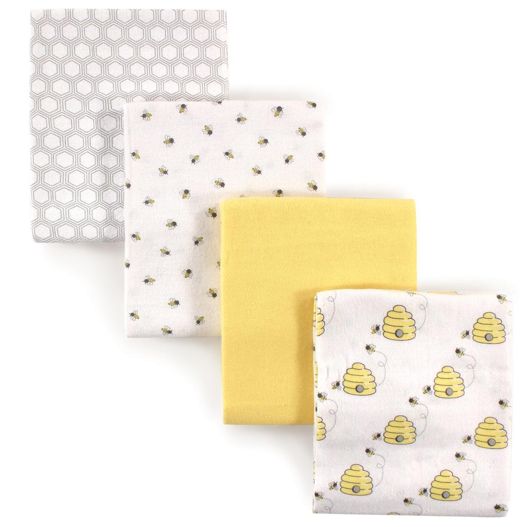 Hudson Baby Unisex Baby Cotton Flannel Receiving Blankets, Bee, One Size