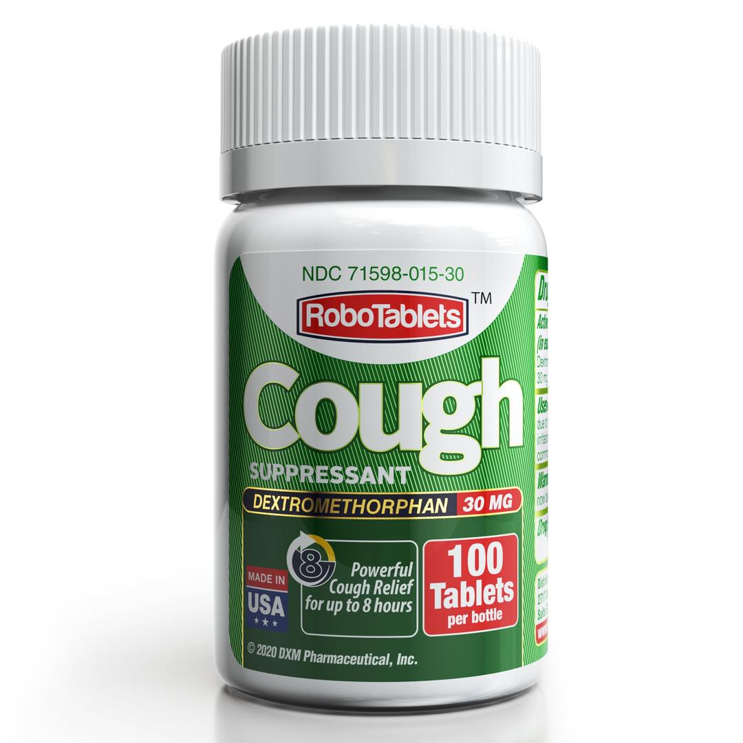 Cough Suppressant, Dextromethorphan 30mg, 100 Doses, 100 Tablets, 5mm Diameter Tablets for Cough Relief