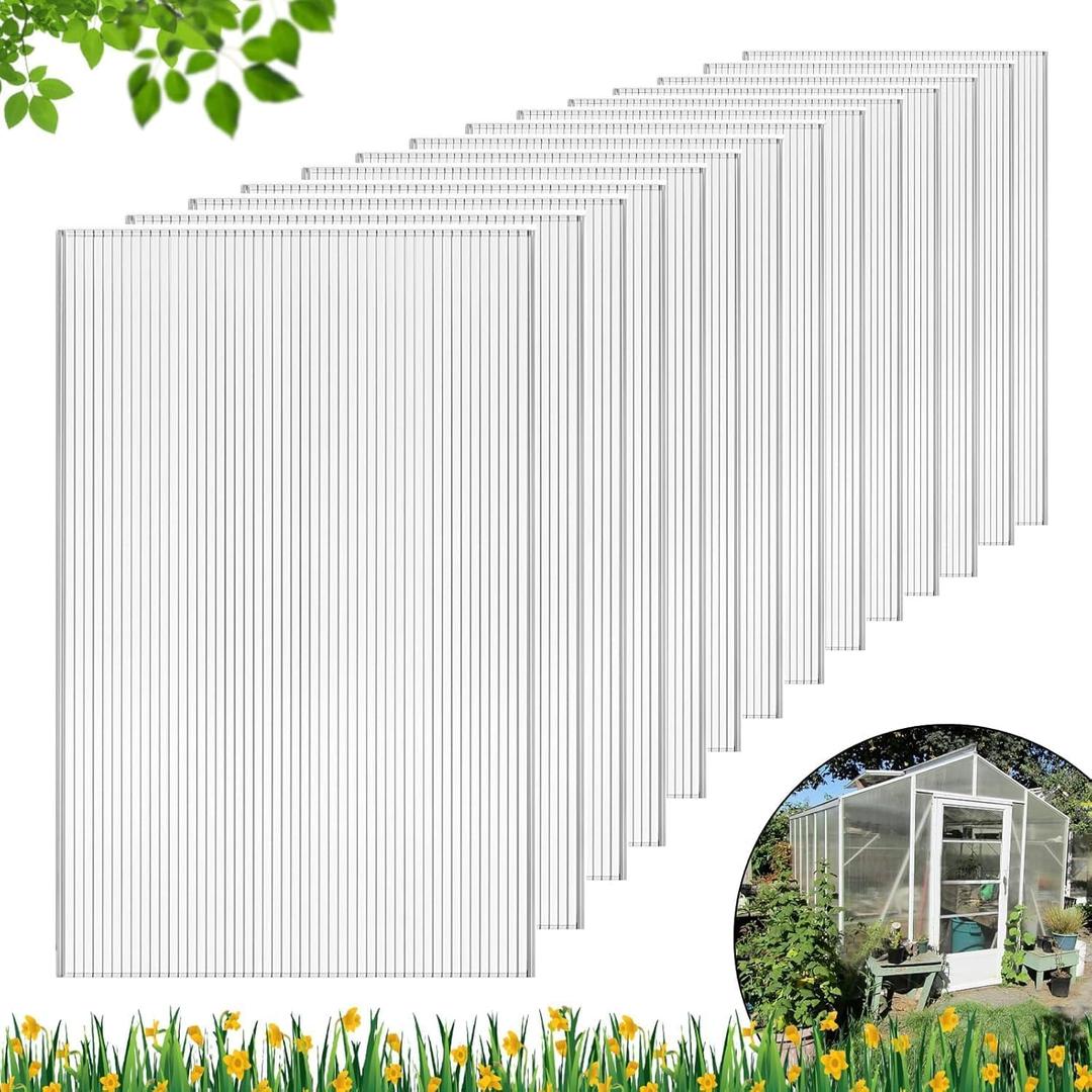 DGSL 14 Polycarbonate Greenhouse Panels, 23.6" x 12.2" x 0.16" Twin-Wall Polycarbonate Panels, Polycarbonate Sheet for All Weather Outdoor Garden and Greenhouse Covering