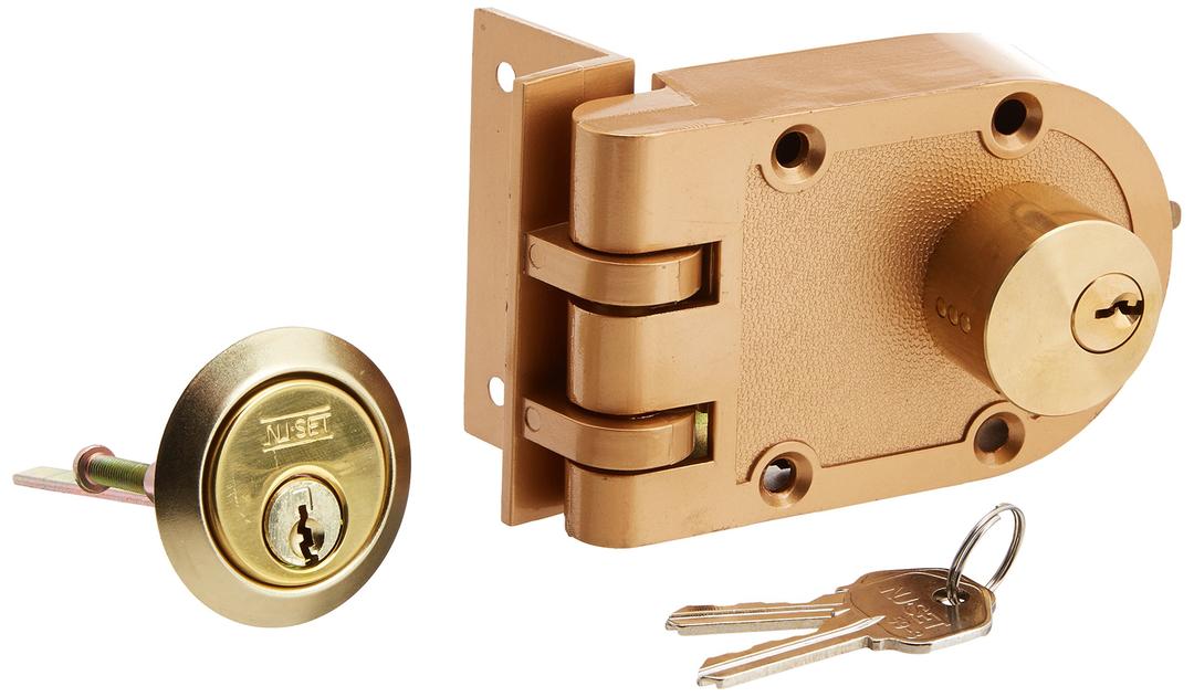 NU-Set Lock | Jimmy Proof Style Deadbolt Lock | Inter Locking Double Cylinder Deadbolt Lock | Home Improvement & Door Hardware (Bronze)