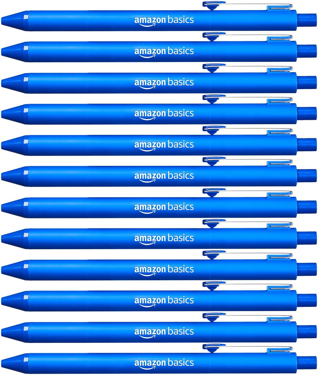 Amazon Basics Retractable Ballpoint Pens, Smooth Writing, Blue, 12-Pack