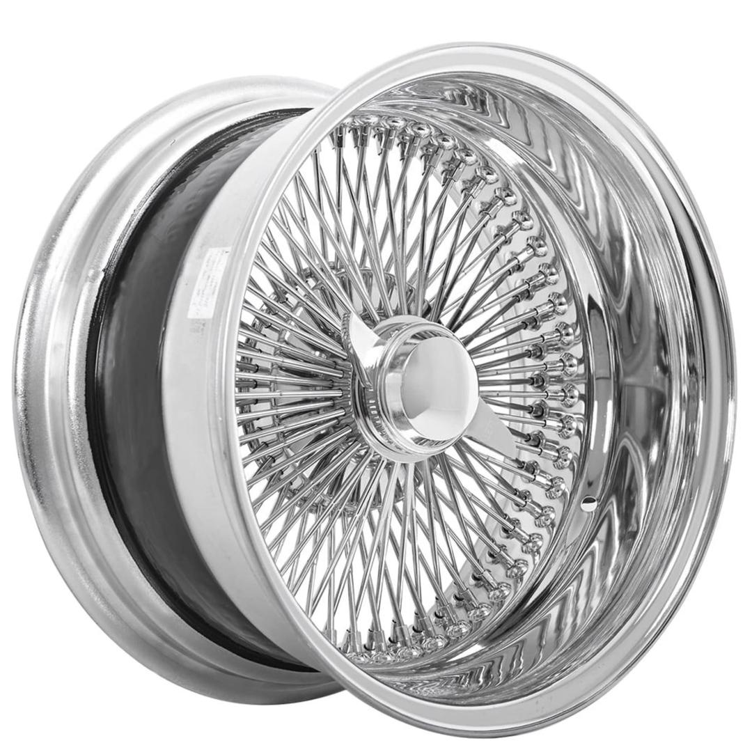 | 13x7” | Reverse 100-Spoke Straight Lace | Includes 4 Knock Offs, 4 Adapters and Tool | 13 Inch Rims | Chrome Finish