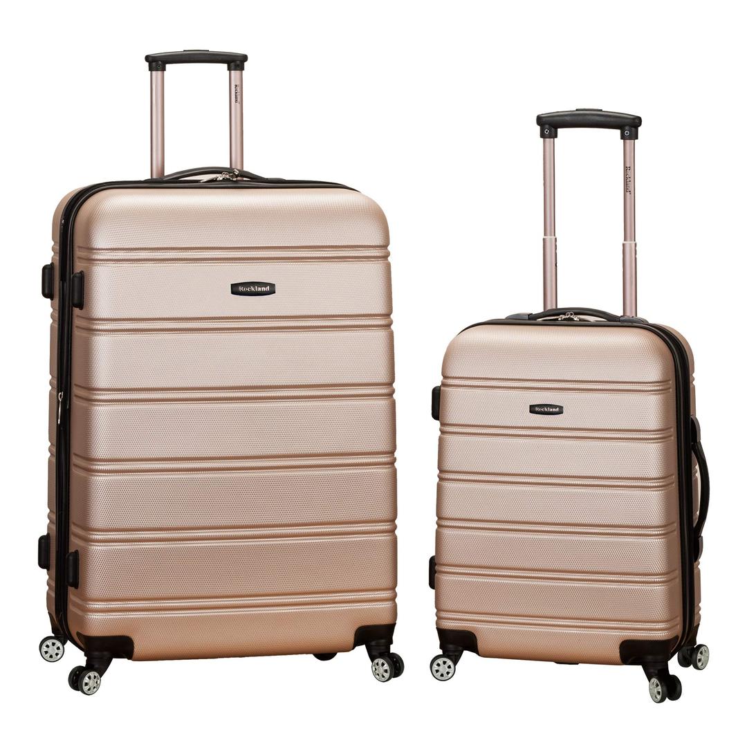 RocklandMelbourne Hardside Expandable Spinner Wheel Luggage, Champagne, 2 Piece (20/28)