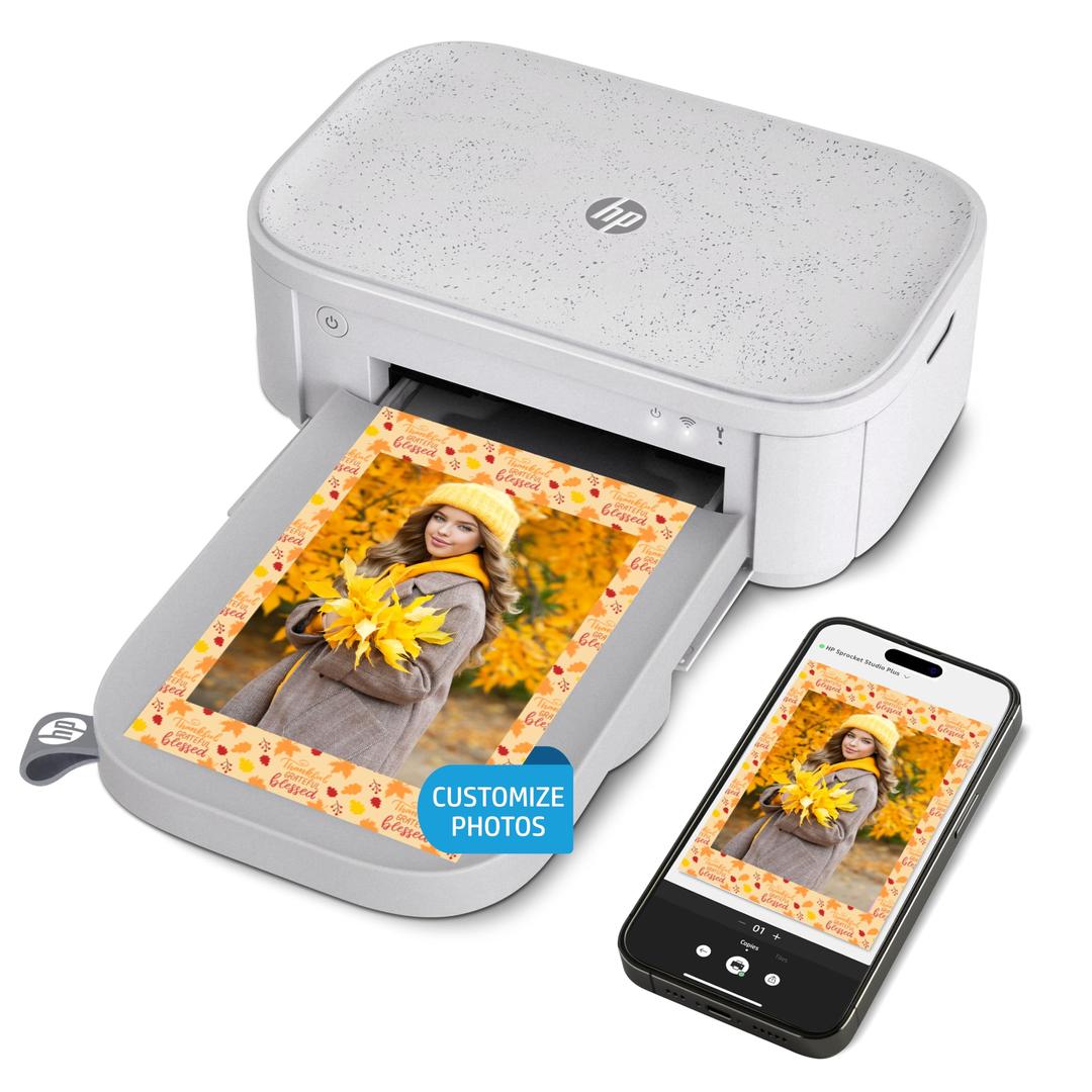 HP Sprocket Studio Plus 4x6" Wireless Instant Photo Printer – Wi-Fi, Premium Dye Sublimation, Compact - Prints Vibrant Color Pictures from iOS & Android Devices - Editing App for Fun, Creative Photos