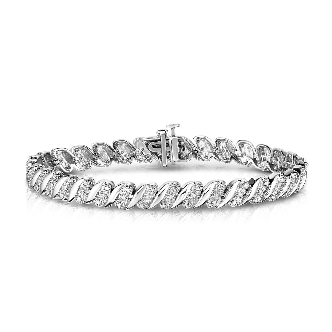 NATALIA DRAKE1/4 Cttw Wave Link Diamond Tennis Bracelet for Women in 925 Sterling Silver Color I-J/Clarity I2-I3