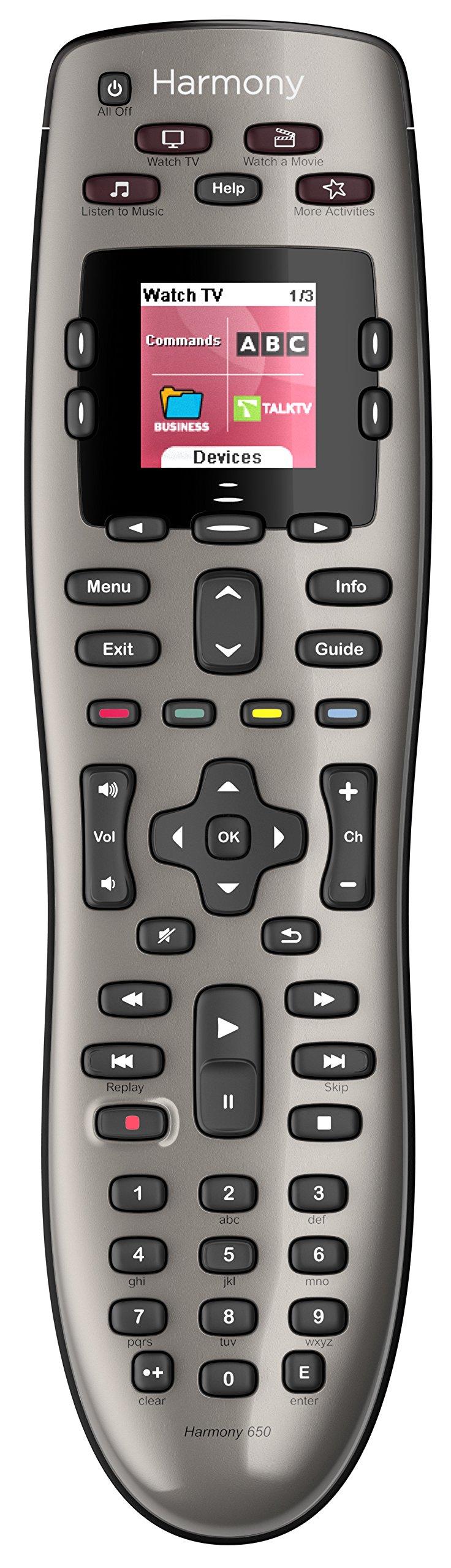 Logitech Harmony 650 Infrared All in One Remote Control, Universal Remote Logitech, Programmable Remote (Silver)