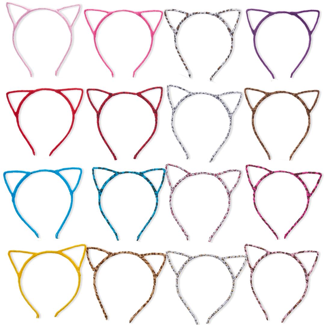 The Twiddlers - 16 Cat Ear Headbands for Kids & Adults - One Size Fits All