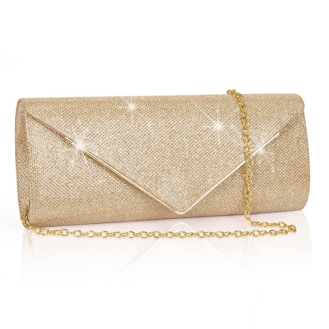 LarcencielClutch Purses for Women, Sparkling Envelope Evening Bag with Detachable 2 Pcs Chain