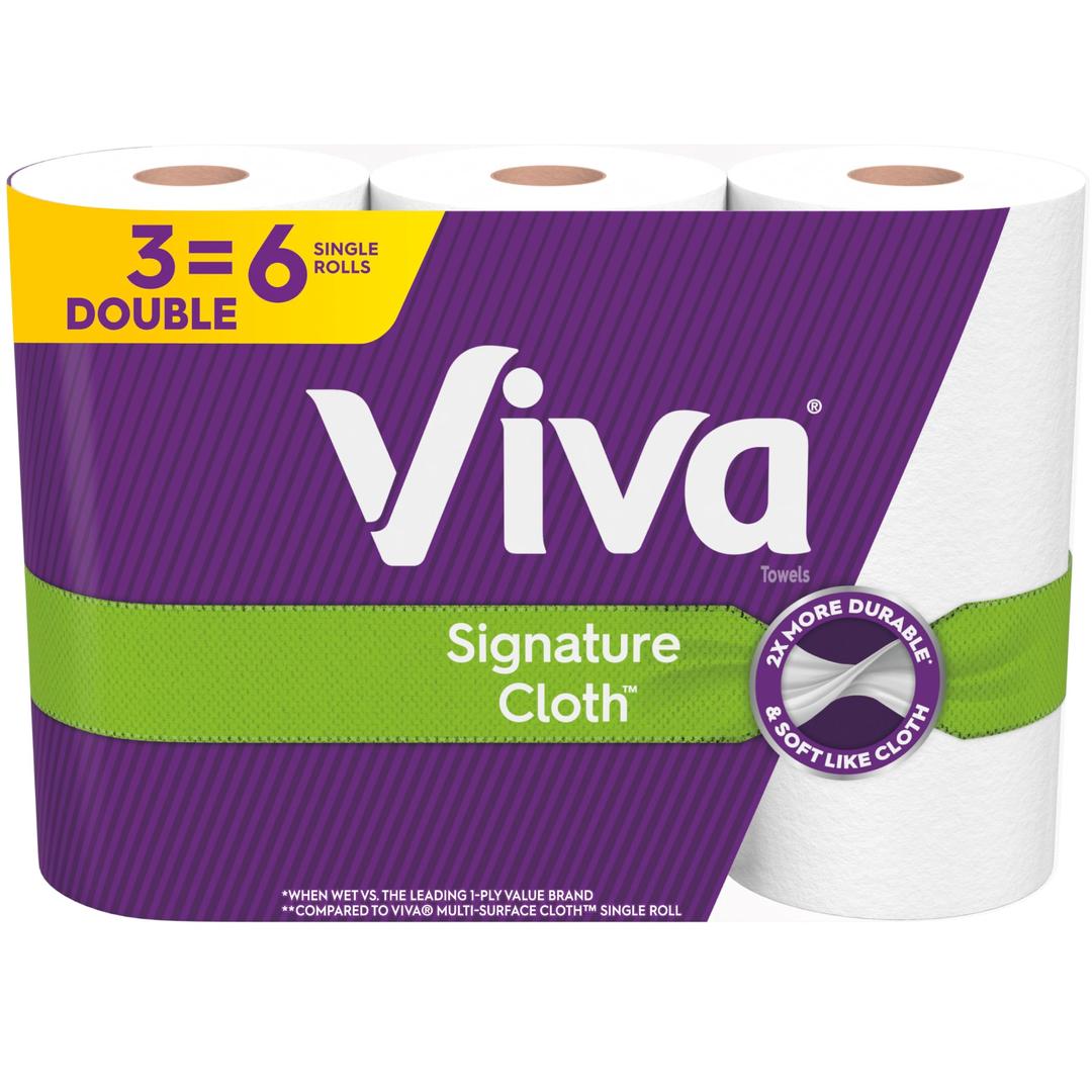 VivaSignature Cloth Paper Towels, 3 Double Rolls, 94 Sheets per Roll