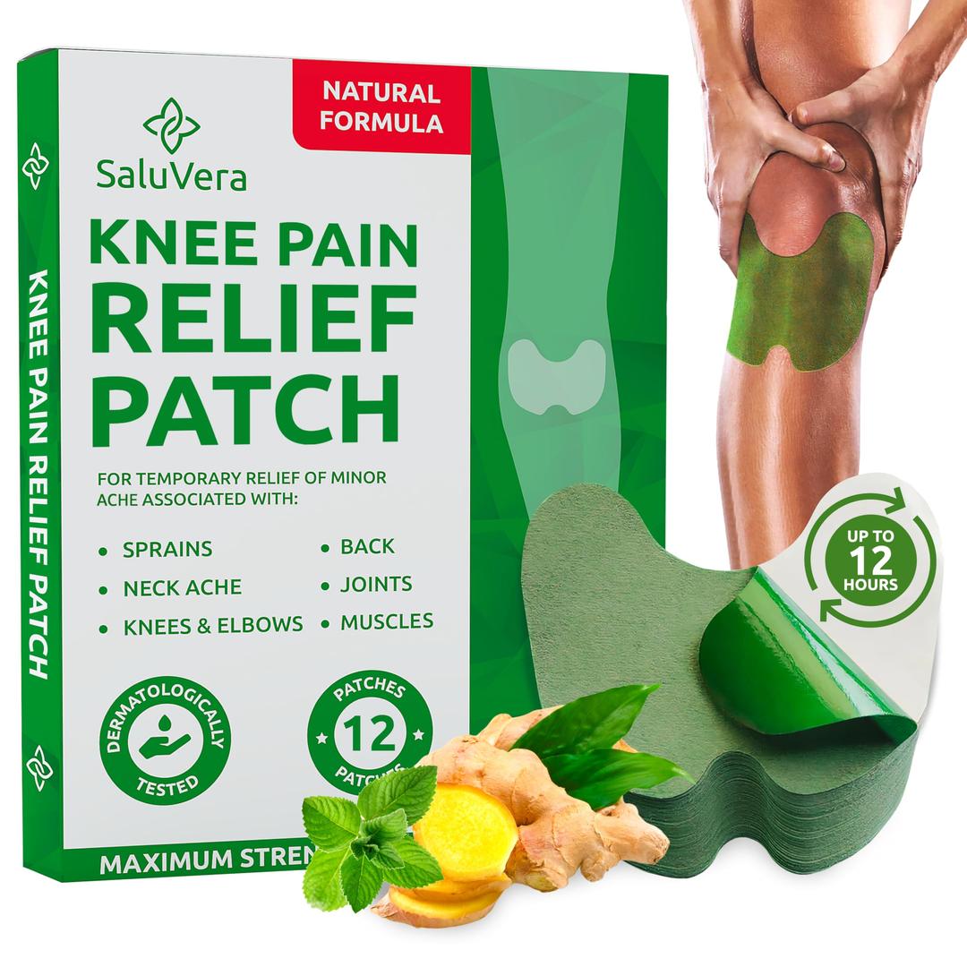 Pain Relief Patches, Warming Herbal Plaster Pain Patches, Knee Pain Relief Patch, Knee Patches For Pain Relief Bone on Bone Extra Strength,12 Hour Long Lasting Relief of Joint Pains, 12 Count