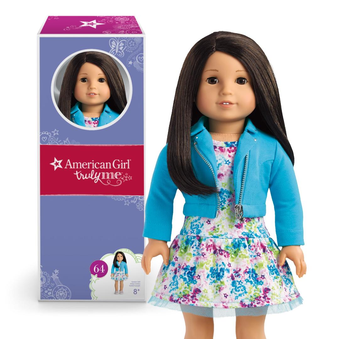 American GirlTruly Me 18-inch Doll #64 with Brown Eyes, Black Hair, and Light Skin with Neutral Undertones, For Ages 6+