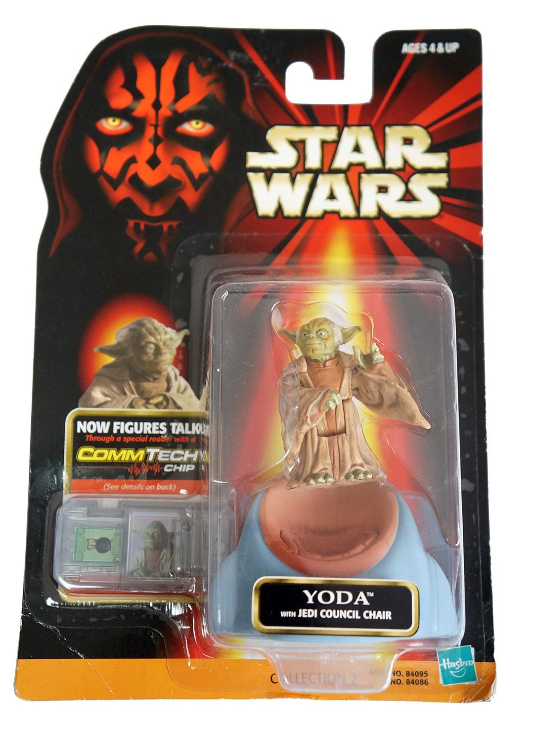 Star Wars, Episode I Action Figure, Yoda with Council Chair [Error Missing Episode I on Card], 3.75 Inches