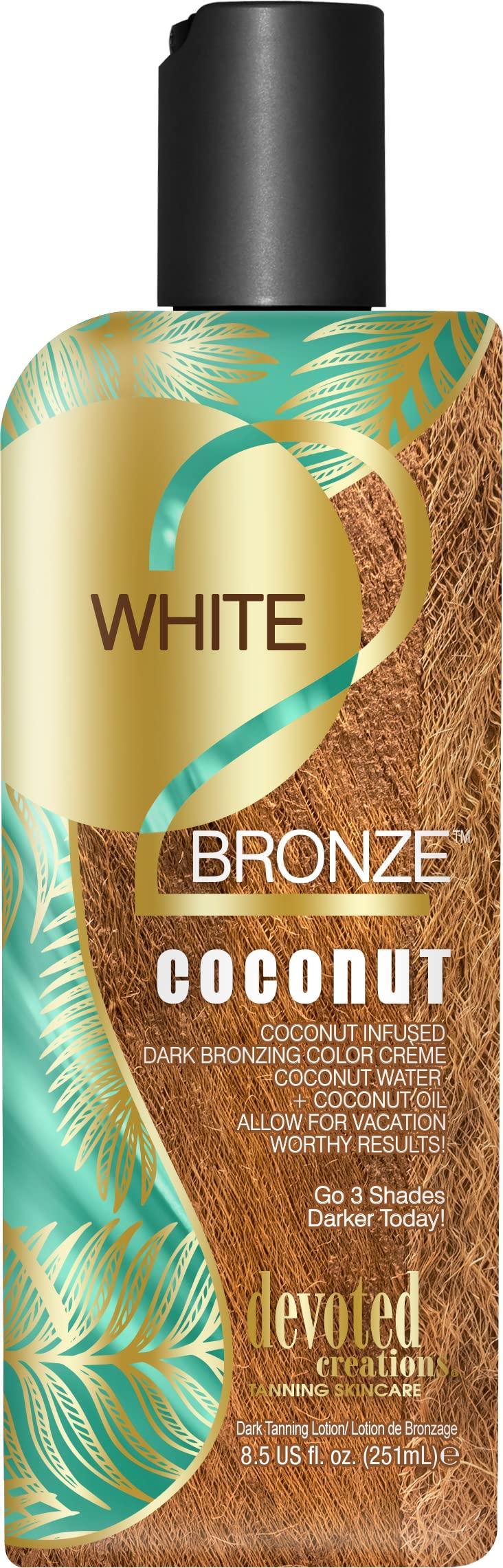 Devoted CreationsWhite 2 Bronze Coconut - Color Enhancing Dark Bronzing Tanning Lotion with Coconut Water & Coconut Oil 8.5 oz.